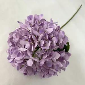 Hortênsia Artificial Seda Roxa Real Toque Faux Decoração Azul Bush Bunch Hortênsias Flores Casamento Artificial com Hastes