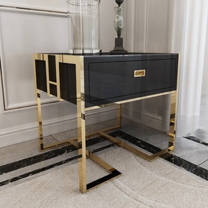 Modern Luxury Metal Night Stand <strong>Side</strong> <strong>Table</strong> MDF Cupboard <strong>Drawer</strong> with Sofa Application for Bedroom Dining Hospital Home Furniture - Product Image 4