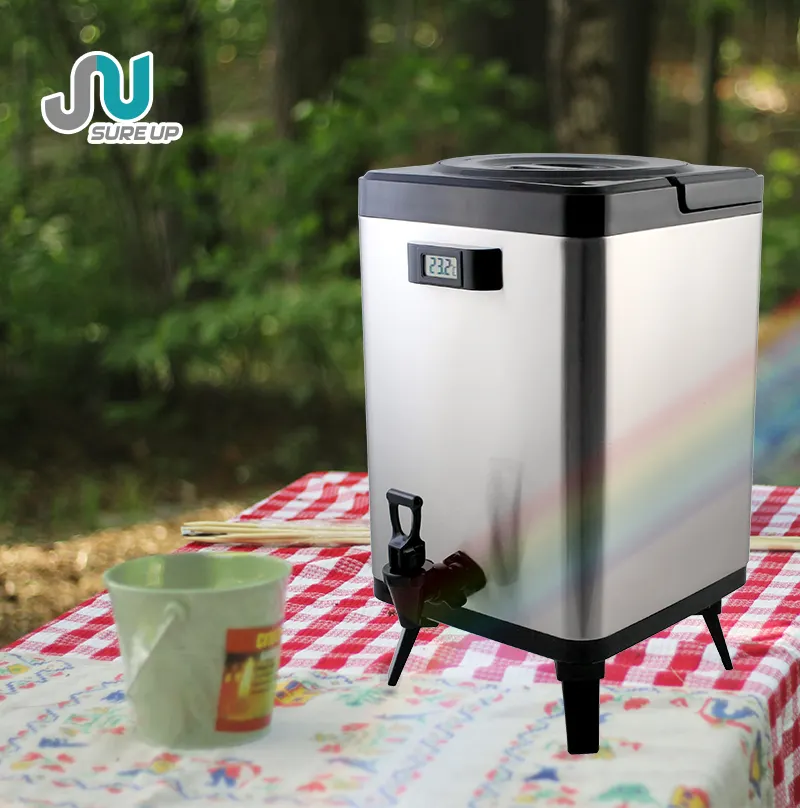 Tragbare Isolierung Edelstahl Wasserglas Kaffeesp ender mit Wasserhahn Thermoskanne Lebensmittel behälter Milch tee Eimer für Picknick