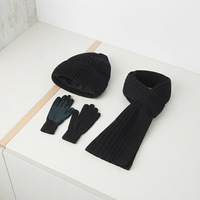 Ensemble d'hiver unisexe tendance en gros : bonnet, écharpe et gants tricotés longs et chauds, 3 pièces, camouflage acrylique brodé