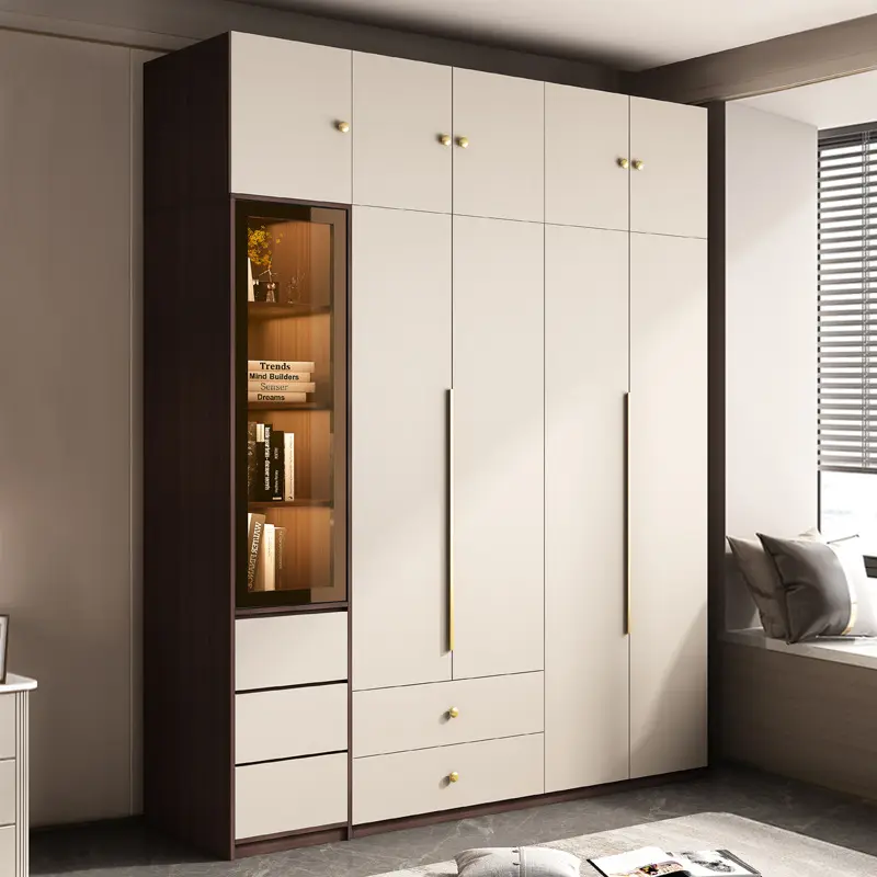 Lemari Pintu Kayu Modular Desain Sederhana Ukuran Kustom 2021 Furnitur Ruang Tamu untuk Pengatur Pakaian Hotel Lemari Baju