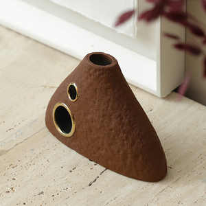 Pour Flolenco Art déco Design bouche étroite terre cuite <span class=keywords><strong>Vase</strong></span> de table en céramique poignée en or scène de montagne pour la vie intérieure de la maison - Product Image 3