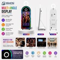 Photobooth de Luxe Semi-circulaire 43 Pouces 2026 avec Anneau Lumineux RGB et Coque Professionnelle pour Appareil Photo Reflex Numérique pour Mariage