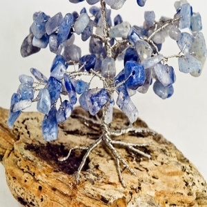 Árbol de la vida de sodalita alambre Bonsai escultura de madera base de curación de cristal figurita labrada árbol Solar arte decoración regalos - Product Image 4