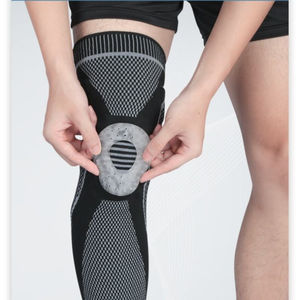Manchon de compression long pour le genou, protection anti-glisse avec coussinet en silicone pour le cyclisme, la randonnée et l'entraînement sportif - Product Image 1