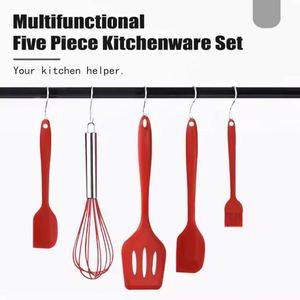 Wholesale Heat Resistant 5-piece Silicone Spatula Set Rubber Cooking Utensils Set Non-stick Silicone Kitchen Utensils Set - Product Image 4