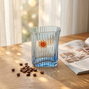 Gobelet à <span class=keywords><strong>eau</strong></span> frais BST 300 ml, en verre martelé, peint à la main, motif dessin animé, simple et créatif, pour la maison, pour lait ou jus, forme carrée - Product Image 4