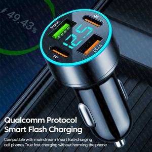 Xe Sạc Kép USB Cổng 66W Siêu Nhanh Sạc Với Kỹ Thuật Số Hiển Thị Nhanh Chóng Sạc <span class=keywords><strong>Adapter</strong></span> Đối Với iPhone Samsung Xiaomi - Product Image 4