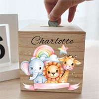 Tirelire en bois personnalisée pour enfants, un cadeau adorable pour un nouveau-né, un baptême ou un anniversaire