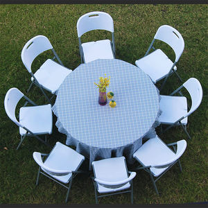 <span class=keywords><strong>Tavolo</strong></span> da pranzo in plastica rotonda pieghevole da 8 posti bianco da pranzo per Picnic da <span class=keywords><strong>150</strong></span> cm di diametro - Product Image 6