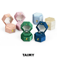 Boîte à bague hexagonale personnalisée avec logo, à couvercle rabattable et serrure, pour demande en mariage, fiançailles, cadeau, élégante boîte à bijoux en velours