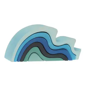 Legno arcobaleno Grimms Water Wave Stacker Nesting Puzzle Blocks Toys