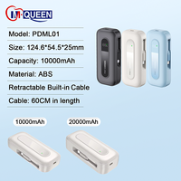 Batterie externe portable ultra-mince 22,5 W avec affichage numérique, 10000 mAh, charge rapide, câble rétractable, batterie Li-Polymère pour