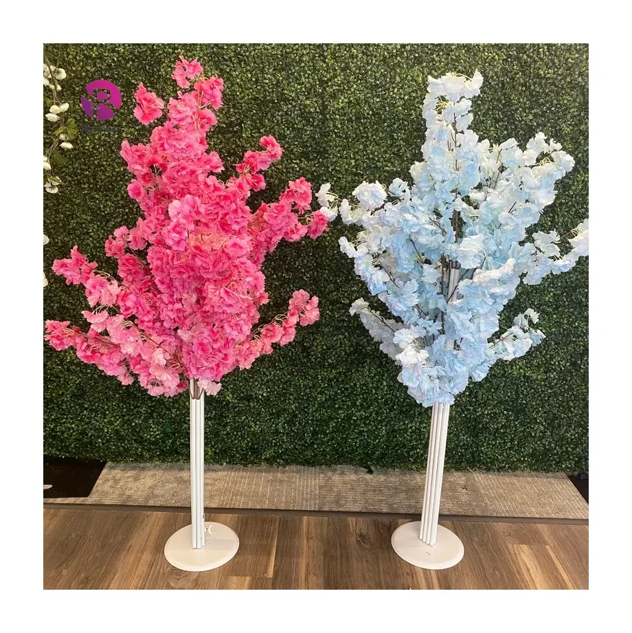 Pembe yapay ipek kiraz çiçeği çiçek ağacı Centerpieces yol kurşun beyaz çiçek ağacı 5ft Tall yapay kiraz ağaçları