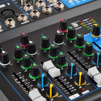 Console de mixage à interface USB à 4 canaux, contrôleur de son DJ Mini Mixer 48 V Alimentation fantôme pour DJ Karaoké PC Guitare F4 4 canaux
