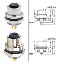 Conector Circular HYF M12 de 17 Pines, Código A, IP67, Impermeable, Chapado en Oro y Cobre, Montaje en Panel con Bloqueo Trasero, para Sistemas de Energía Solar