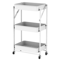 Chariot de rangement utilitaire pliable à 3 niveaux, vente chaude, montage facile, chariot de rangement pour cuisine, salle de bain, salon