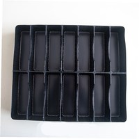 Barquette en PS jetable personnalisée noire ESD pour composants électroniques, emballage sous vide en plastique à compartiments, écologique, ISO