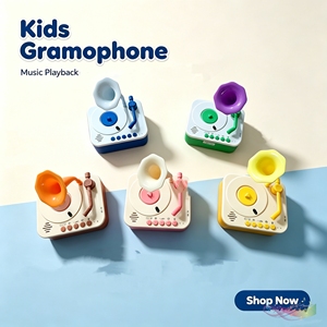 Niños aprendiendo Musical Toddle gramófono música tocadiscos caja juguete 96 tarjetas historias canciones fonógrafo Audio libros - Product Image 1