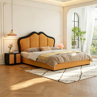 Lit plateforme de luxe moderne et confortable JUNYUHAO avec rangement, taille Queen/King, revêtement en tissu haut de gamme, mousse haute densité, certifié E0, en pin