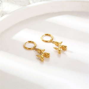 Dainty Women Cute Jewelry 18k Gold Plated Earrings Stainless Steel <b>Balloon</b> Dog Earrings Jewelry - Product Image 4