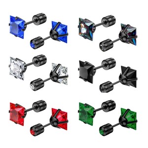 Square Zircon Stud <b>Earrings</b> Stainless Steel Pyramid Shape Prong Setting Party Fashion Piercing Jewelry - Product Image 5
