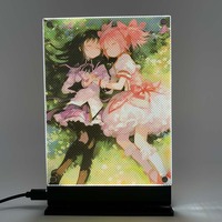 Lumière LED Peinture Puella Magi Madoka Magic Anime Veilleuse pour Adolescent Chambre à coucher Décoration Veilleuse Lampe de bureau Led Rétro-Éclairé Poster