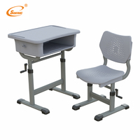 Bureaux et chaises d'école réglables en plastique ABS moderne avec tiroir pour une utilisation en classe, mobilier d'étude personnalisé