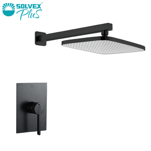 Черный душевой набор SOLVEX с 12 "x 8" АБС квадратная душевая головка 40 см нержавеющая панель ограниченная по времени скидка для отелей - Product Image 1