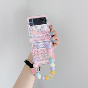 Para Samsung Zflip5 Rosa-púrpura patrón de teléfono cubierta de dibujos animados lindo TPU fundas de teléfono móvil pulsera de Color <span class=keywords><strong>Zflip4</strong></span> plegable adecuado - Product Image 6