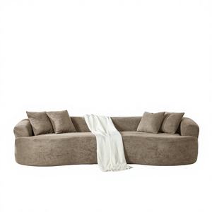 Fabricantes de Muebles de la Ciudad de Foshan, Venta al por Mayor de Sofás Seccionales de Terciopelo Tapizados de 3 Plazas, Duraderos y sin Marco, para Sala de Estar de Apartamentos y Villas - Product Image 1