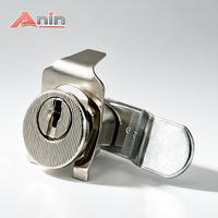 Serrures à pêne dormant et cylindres nickelés Anin avec 2 clés, entraxes courtes/longues, entraxe de 10,5 mm pour mobilier de bureau - Fabriqué au Guangdong