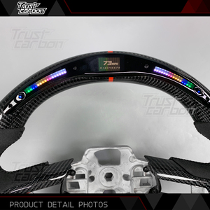 Volante Deportivo Personalizado de Fibra de Carbono con LED y Agarre de Microfibra para Ford Mustang GT500 GT350 2015-2023 GT Shelby - Product Image 3