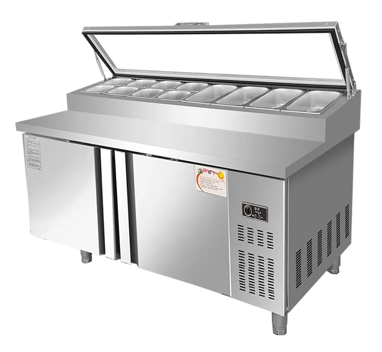 Thương Mại Countertop Hiển Thị Tủ Lạnh Truy Cập Top Thép Không Gỉ Workbench Chiller Pizza Truy Cập Hiển Thị Salad Tủ Lạnh