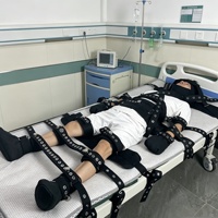 Ensemble de contention corporelle complète avec verrouillage magnétique, menottes de cheville et de poignet, chaussures à pointes, gants verrouillables, rembourrage noir souple, dispositifs de contention pour lit de patient