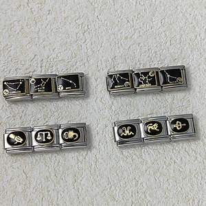Pulsera Modular Italiana Chapada en Oro Negro con 12 Signos del Zodiaco, Acero Inoxidable, Unisex, Joyería de Regalo - Product Image 3