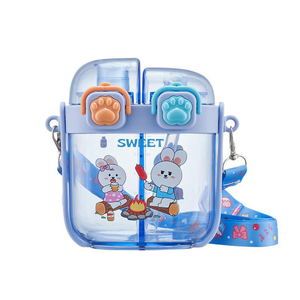 Mignon Double paille boisson <span class=keywords><strong>tasse</strong></span> bouteille étanche Double boisson tasses mignon école <span class=keywords><strong>lapin</strong></span> ours en plastique enfants bouteille d'eau pour les enfants - Product Image 5