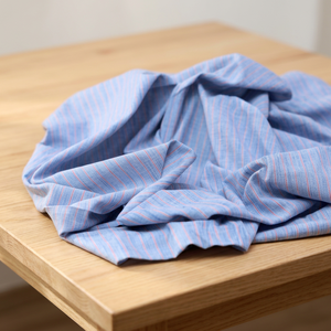Tela Popelina a Rayas Azules de Algodón Khadi Orgánico Ecológico, 105 GSM, Peso Medio, Hilo Peinado, para Camisas de Vestir para Hombre - Product Image 2