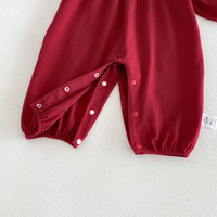 Combinaison à manches longues pour bébé fille avec col de poupée rouge, combinaison pour nouveau-né d'automne