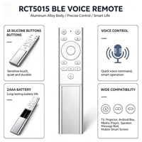 Control Remoto por Voz BLE de Aleación de Aluminio RCT5015, 15 Teclas, Botones de Silicona para Pantalla Inteligente Móvil