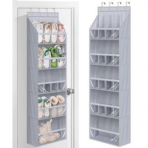 Wholesale Foldable <b>Plastic</b> Shoe Storage Bag Over-the-Door Hanging Organizer With Large <b>Pockets</b> for Closet Organization Wardrobe - Product Image 1