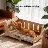 Arbre à chat en panneau de densité de feutre, griffoir et chaise longue combinés, style mignon, durable, avec boule à griffer sans peluches, jouet pour chat