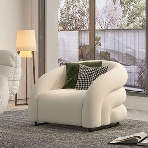 Fauteuil simple de luxe nordique, style moderne minimaliste, salon, pieds en acier inoxydable, fauteuil de détente - Product Image 2