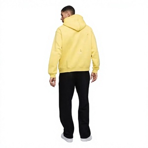 Sudadera con Capucha Extra Grande para Hombre, Color Amarillo Sólido, 100% Algodón Felpa, Ropa Casual de Invierno, Corte Regular, Transpirable, con Bolsillos - Product Image 2