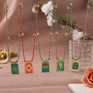 Collar con Colgante Retro <span class=keywords><strong>de</strong></span> Tarot Ojos <span class=keywords><strong>de</strong></span> <span class=keywords><strong>Amor</strong></span>, Cadena Ajustable, Chapado en Oro, con Dije Esmaltado, para Mujer, Venta Caliente <span class=keywords><strong>de</strong></span> Fábrica - Product Image 1