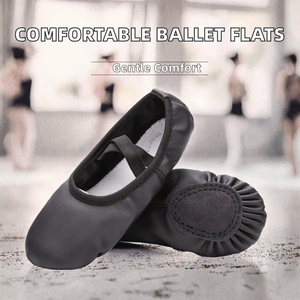 <b>Soft</b> Faux Leather Ballet <b>Shoes</b> Split Sole Rubber Outsole All Seasons Dance Wear Kids Adults Flat Dance <b>Shoes</b> Low MOQ OEM ODM DDP - Product Image 2