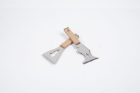 Kit d'outils multifonctionnels : Outils à dentelure pour le collage de plaques de plâtre, grattoir à lame en acier inoxydable avec manche en bois de hêtre et ouvre-bouteille