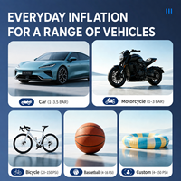 Compresseur d'air portable sans fil rechargeable 150 PSI avec affichage numérique, arrêt automatique et lumière LED pour voiture, moto, vélo et ballons