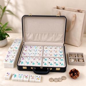 Jeu de Mahjong américain de 160 pièces |   Tuiles acryliques blanches nacrées de luxe modernes, pliables, écologiques et durables, jeu complet pour 4 joueurs - Product Image 6