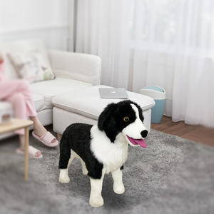 Border Collie boneka tiruan lucu untuk anak-anak, boneka binatang lucu dengan bangku, mainan menenangkan teman anak-anak - Product Image 3